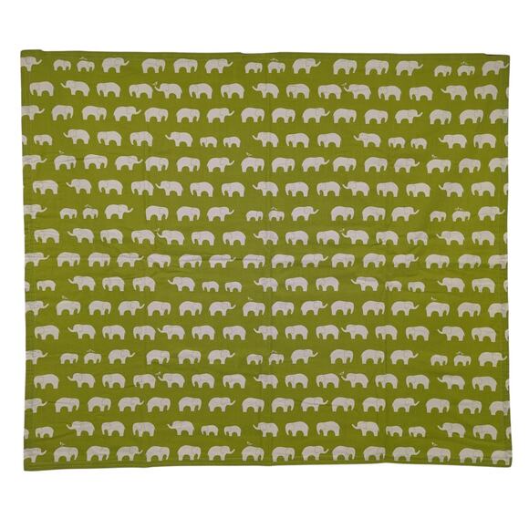 NEW BABY BLANKET Handmade Cotton Flannel 35x40 Green Elephant Silhouette Fabric - Picture 2 of 6